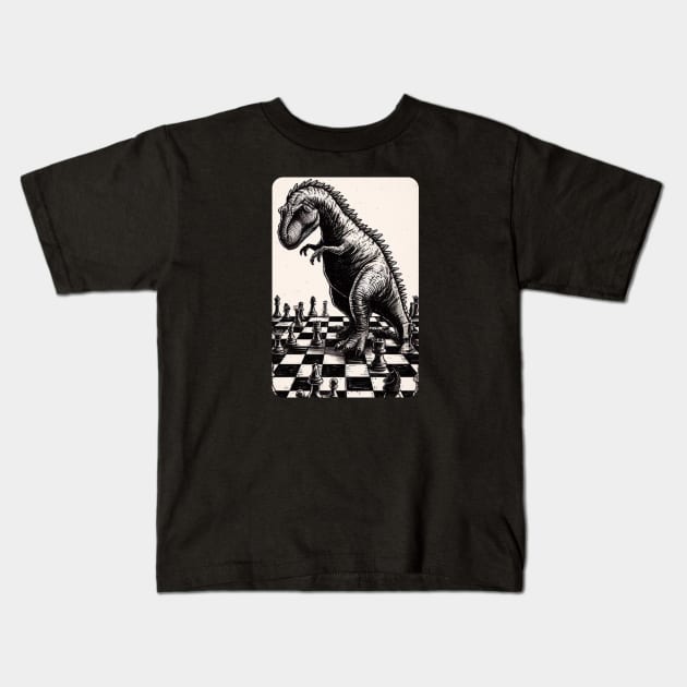 Tyrannosaurus Chess Kids T-Shirt by Shawn's Domain